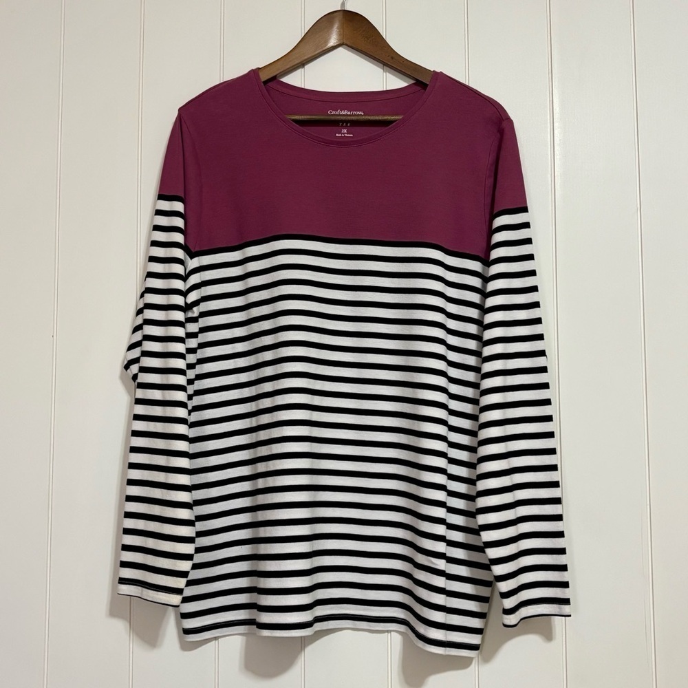 Croft & Barrow Striped Color Block Classic Tee size 2X